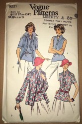 9221 VOGUE 70S SS-LS SHIRT JACKET,  OVERBLOUSE PATTERN 10 OR 14 CHOICE